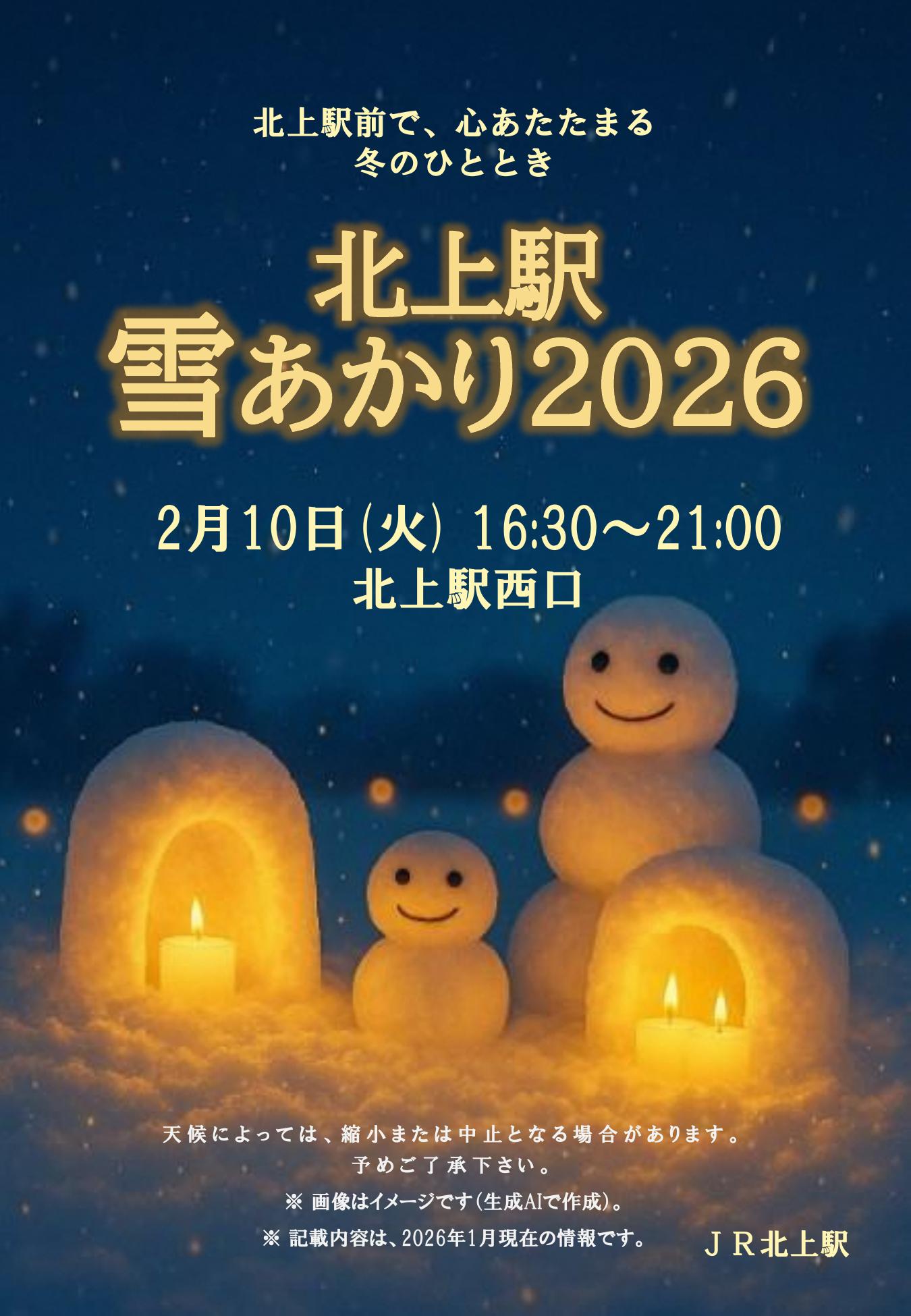 北上駅西口で雪あかりが行われます - きたぶら-北上観光コンベンション協会